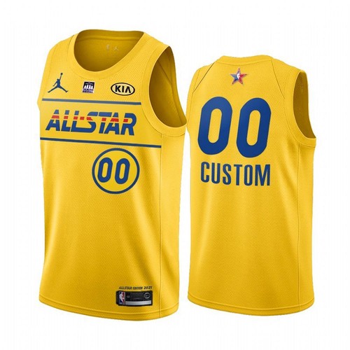 Men's 2021 All-Star Active Player Custom Yellow NBA Western Conference Stitched Jersey